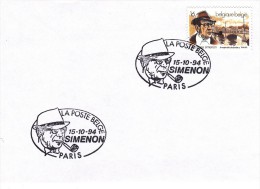 60011r3 - Enveloppe Souvenir Simenon Cachet Paris - Belgique - Cob 2579. - 1991-2000