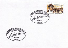 60011r4 - Enveloppe Souvenir Simenon Cachet Paris - Belgique - Cob 2579. - 1991-2000