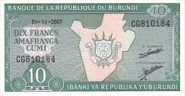BURUNDI  10 Francs  Daté Du 01-11-2007     Pick 33 E       ***** BILLET  NEUF ***** - Burundi
