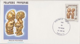 POLYNÉSIE FRANÇAISE  1ER JOUR  TIkis En Polynésie Française 23 JANVIER 1985 - Lettres & Documents