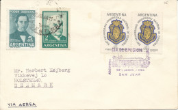 Argentina FDC 22-8-1964 National University Of Gordoba With Cachet Uprated And Sent To Denmark - FDC