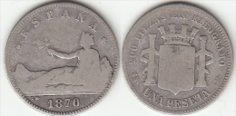 1 PESETA DE PLATA (SILVER) ESPAÑA DE 1870 - 50 Centimos