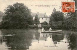 D38 /   DEPT 44 CPA SAINT JULIEN DE VOUVANTES CHATEAU DE CHALONGE LAC ANIME 1910 - Saint Julien De Vouvantes