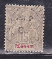 RÉUNION N°48 15C GRIS TYPE GROUPE ALLÉGORIQUE OBL - Oblitérés