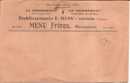 POITIERS ... ENVELOPPE COMMERCIALE ETABLISSEMENTS E. MENU - Drogisterij & Parfum