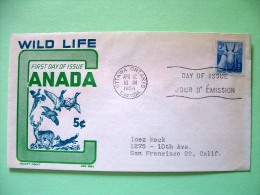 Canada 1956 FDC Cover To USA - Mountain Goat - Ducks Fox Peacock Deer In Illustration - Storia Postale