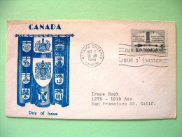 Canada 1958 FDC Cover To USA - Bicentennial Of The Meeting Of First House Of Representatives In Halifax - Arms - Lettres & Documents