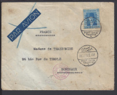 EGYPTE - 1939 -  LETTRE DE PORT SAID A DESTINATION DE BORDEAUX - FR - - Covers & Documents