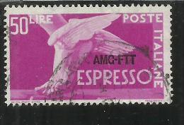 TRIESTE A 1952 AMG - FTT ITALIA ITALY OVERPRINTED DEMOCRATICA ESPRESSO LIRE 50 RUOTA III  USATO USED OBLITERE' - Express Mail