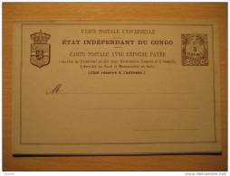 Etat Independant 5c + 10c Reponse Reply Palm Libreville Mossamedes Postal Stationery Card BELGIAN CONGO Belgium Africa - Entiers Postaux