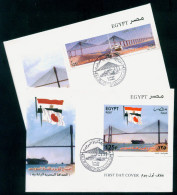 EGYPT / 2001 / JAPAN / OPENING OF SUEZ CANAL BRIDGE / FLAG / SHIP / 2 FDCs - Lettres & Documents