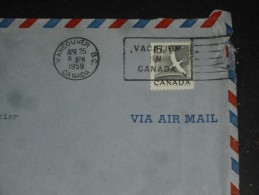 LETTRE CANADA AVEC YT 275 - OISEAU FOU DE BASSAN - FLAMME VANCOUVER - VACATION IN CANADA - - Lettres & Documents