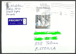 FINNLAND Finland 2013 Cover To Estonia Estland Der Schiff Ship - Storia Postale