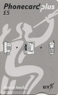 CARTE-PUCE-BT-5£-04/03-PH ONECARD-PLUS-UTILISABLES TOUS TELEPHONES-MONDE-PORTABLE S-FIXES-V°GD  -ECRITURES  -TBE - BT Phonecard Plus