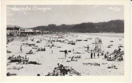 Seaside Oregon, Beach Scene, Sun Bathers, C1950s Vintage Real Photo Postcard - Otros & Sin Clasificación