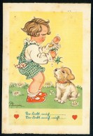 Tilly Von Baumgarten - Girl, Dog, ----- Postcard Traveled - Baumgarten, Tilly Von