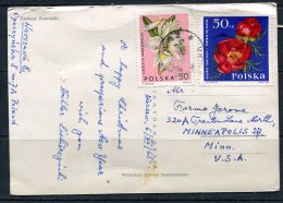 Poland 1965 Post Card To USA Wesplych Swiat Flowers - Briefe U. Dokumente