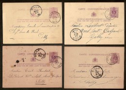 4 Postkaarten / Carte - Correspondance Van Nr. 45 Allen Met  Bestemming  GILLY Waarbij O.a. Stempel QUEST (zie Scan 2) ! - 1869-1888 Lion Couché