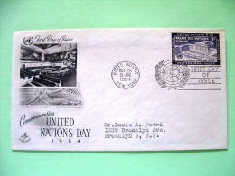 United Nations - New York 1954 FDC Cover To Brooklyn - Building Of European Office - Lettres & Documents