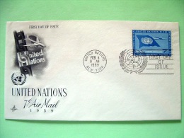 United Nations - New York 1959 FDC Cover - Plane And Flag - Chain - Lettres & Documents