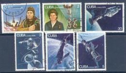 Space 1976 Cuba Used 6  Stamps   Gagarin Tereshkova Leonov - South America