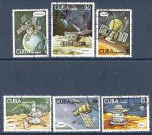 Space 1978 Cuba Used 6  Stamps  Yv 2049-52 PA279-80 Lunahod Venus Luna 24 Intercosmos - South America