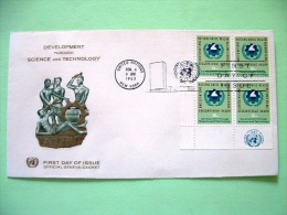 United Nations - New York 1963 FDC Cover - Developpment Sciences Technology Chemistry Cogwheel - Block Of 4 With Date - Lettres & Documents