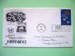 United Nations - New York 1967 FDC Cover - Independence - Fireworks - Arch - Ruanda Rwanda - Lettres & Documents