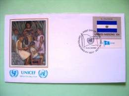 United Nations - New York 1980 FDC Cover - Flags - El Salvador - Family Mother Reading UNICEF - Lettres & Documents