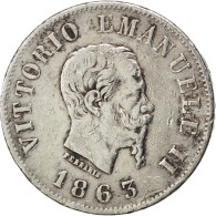 Monnaie, Italie, Vittorio Emanuele II, 50 Centesimi, 1863, Torino, TB+, Argent - 1861-1878 : Victor Emmanuel II