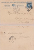 Br India Queen Victoria, UPU Postal Card Used In ADEN, PAQ FR # 1 LIGNE Postmark, Carried By French Steamer, Inde Indien - 1882-1901 Imperio