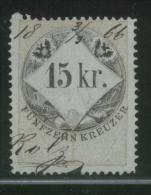 AUSTRIA 1866 REVENUE 15KR ON THICKER BLUE PAPER NO WMK PERF 12.00 X 12.00 BAREFOOT 122 (A) - Steuermarken