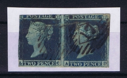 Great Britain SG  14   Yv Nr 4, Used Pair  Watermark Inverted  CV UKP 1700 Small Tear At Right Side (see Reverse Scan) - Gebraucht