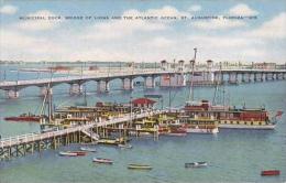 Florida St Augustine Municipal Dock Bridge Of Lions And The Atlantic Ocean - St Augustine