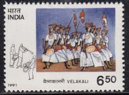 India MNH 1991,  Tribal Dances  Series, 6.50p´Velakali´ Of Kerala State, Music  & Dance, Culture - Unused Stamps