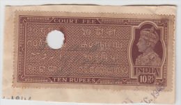 India  KG VI   10 Rupees  Court Fee   # 81584  F   Inde Indien - Other & Unclassified