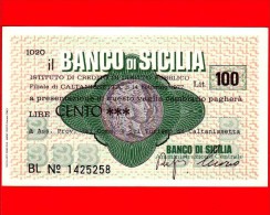 MINIASSEGNI - BANCO DI SICILIA  - L. 100 - Nuovo - FdS - [10] Scheck Und Mini-Scheck