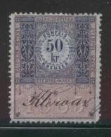 AUSTRIA ALLEGORIES 1885 50KR BLUE & ROSE PERF 12.00 X 12.00  BAREFOOT 333 - Fiscale Zegels