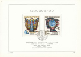 Czechoslovakia / First Day Sheet (1974/07b) Praha: Hydrological Decade (0,60 - Dam And Turbines, Electricity) - Wasser