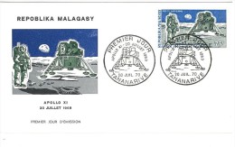 MADAGASCAR - MALAGASY - 1970 Airmail - The 1st Anniversary Of Manned Moon Landing FDC - APOLLO XI - Africa