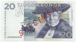 Sweden 20 Kronor 1991-95. UNC P-61 SPECIMEN  Zero Numbered - Suède