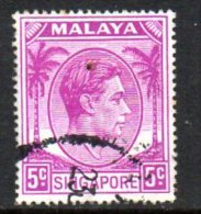 Singapore GVI 1948 5c Definitive, P. 17½x18, Used - Singapore (...-1959)