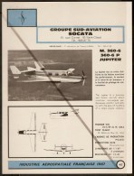 Sud Aviation / Socata M 360-6 P Jupiter - 1960s Fiche Descriptive - Document Rare - Modellini