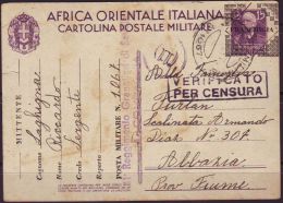 ITALIA - AFRICA  ORIENTALE - FRANCHIGIA POSTA  MILITARE  1067   To ABBAZA - 1941 - Italienisch Ost-Afrika