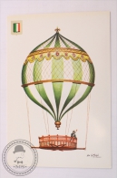 Air Balloon Illustrated Postcard - Fedele Carmine Globe 1788 - From The Collection: The Conquest Of Space By De La Maria - Fesselballons