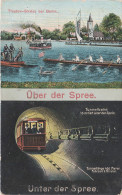 Litho AK Berlin Treptow Stralau Über Und Unter Der Spree Tunnelbahn Ubahn Sbahn Dampfer - Treptow