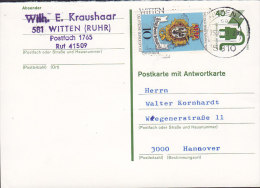 Germany Deutsche Bundespost Uprated Postal Stationery Ganzsache Entier 40 Pf. Postkarte M. Antwort WITTEN 1979 HANNOVER - Postcards - Used