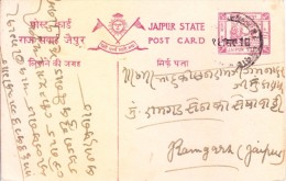 India, Jaipur State Post Card Used In 1946 - Jaipur