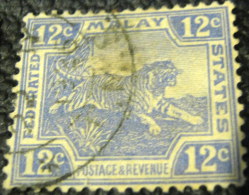 Federated Malay States 1922 Tiger 12c - Used - Federated Malay States