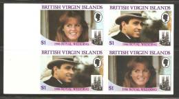 British Virgin Islands 1986 Andrew Royal Wedding $ 1 Pair - Imperforate Setenant Block 4 MNH - Britse Maagdeneilanden